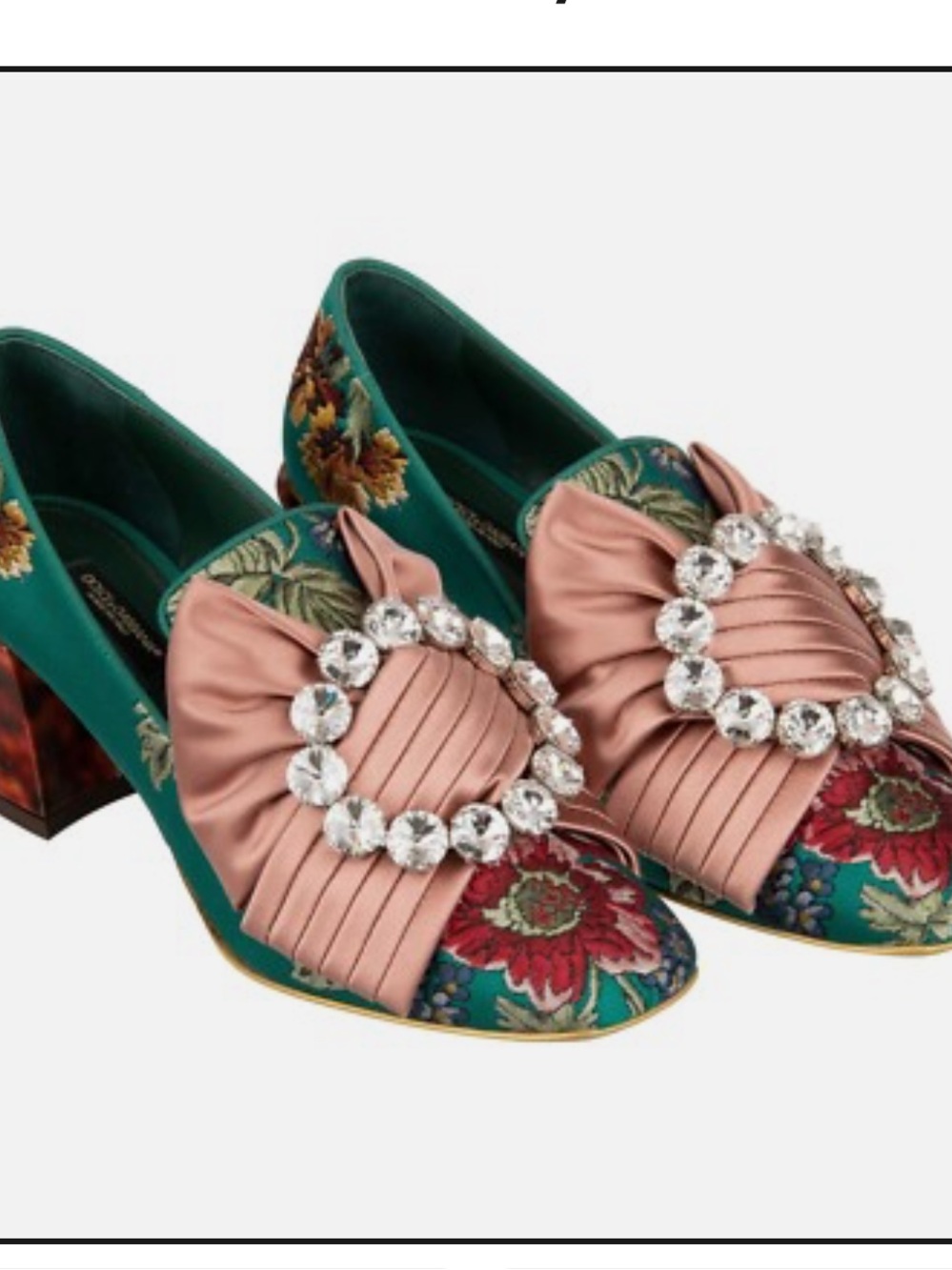 DOLCE & GABBANA Baroque Flower Bow Crystal Brooch Heels Pumps